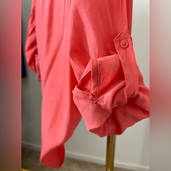 Express Button-up Blouse • Coral Pink • Collared • Medium • EUC! - Picture 7 of 9